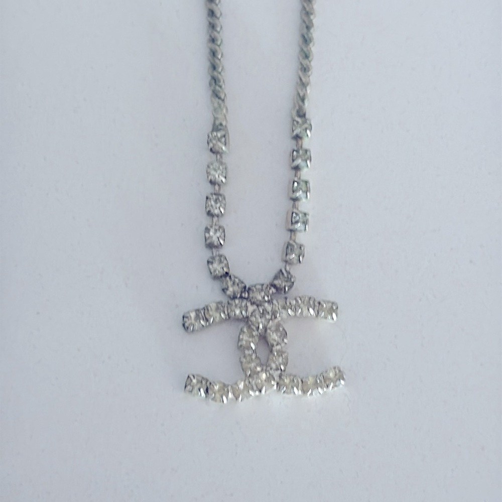 Lot of 3 Silver Tone & Rhinestone CZ Pendant Necklaces - Picture 2 of 5
